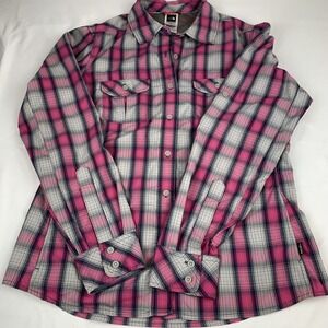 The North Face Women's Lrg Pink And Gray Long Roll Up Sleeve Vapor Wick Outdoor